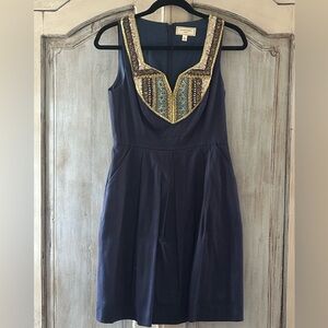 Moulinette Soeurs Navy Dress with Embellishments. Size 2. Wore once!